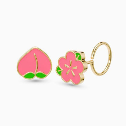 anting anak emas model loop end Peach berbentuk bunga sakura warna pink pastel hypoallergenic aman untuk kulit sensitif