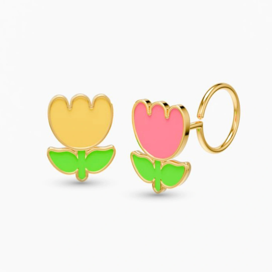 anting anak emas model loop end Tulip berbentuk bunga tulip hypoallergenic aman untuk kulit sensitif
