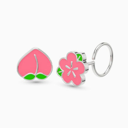 anting anak emas putih model loop end Peach berbentuk bunga sakura warna pink pastel hypoallergenic aman untuk kulit sensitif