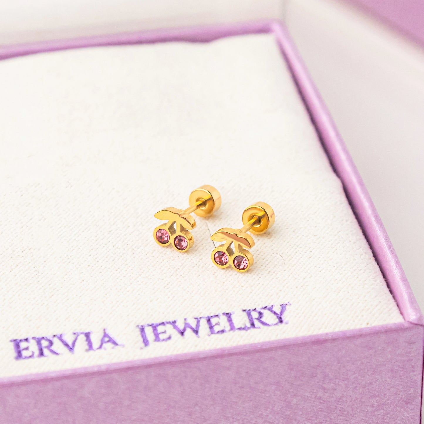 FREE GIFT - Anting Screw Back Cherish Swarovski Gold