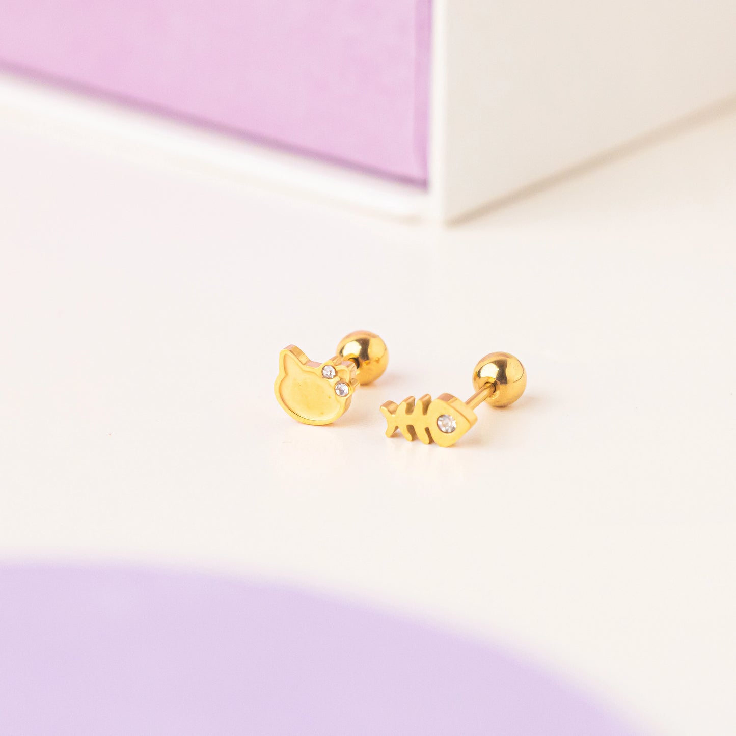 FREE GIFT - Anting Screw Back Purrfish Swarovski Gold