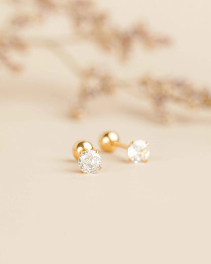 FREE GIFT - Anting Screw Back Round Gold Zirconia