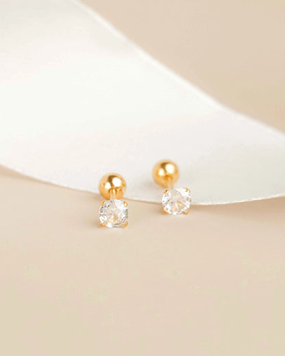FREE GIFT - Anting Screw Back Round Gold Zirconia