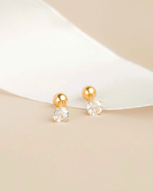 FREE GIFT - Anting Screw Back Round Gold Zirconia