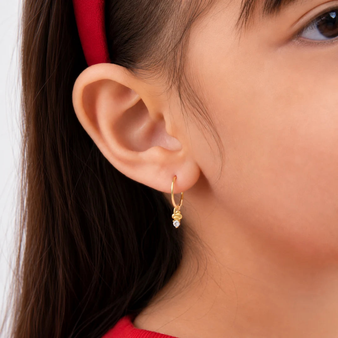 Anting Anak Loop Hoop Daisy Swarovski Gold