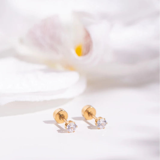 FREE GIFT - Anting Screw Back Mini Round Gold