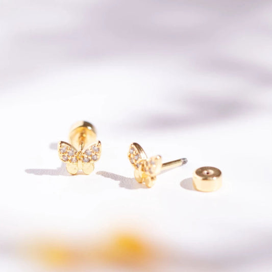 FREE GIFT - Anting Screw Back Butterfly SW Gold