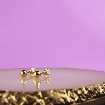 FREE GIFT - Anting Screw Back Mini Round Gold