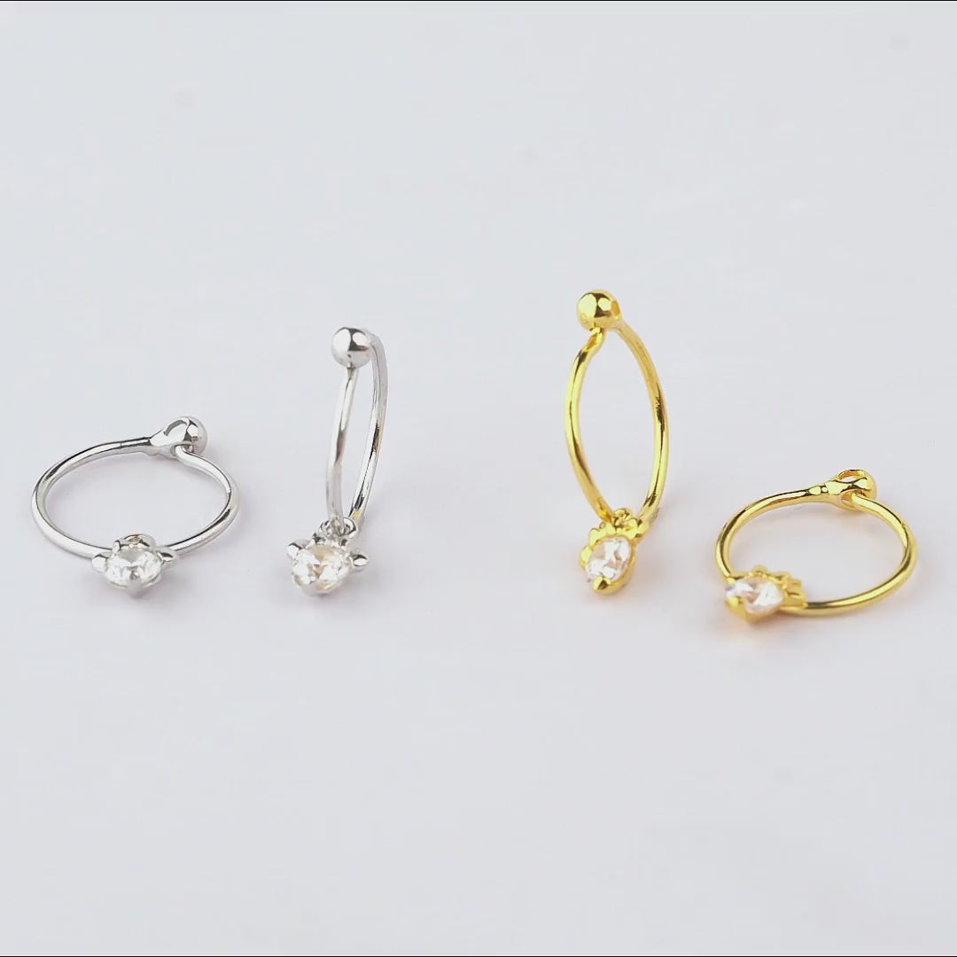 video detail anting anak emas  dan emas putih model loop hoop dengan  Swarovski 