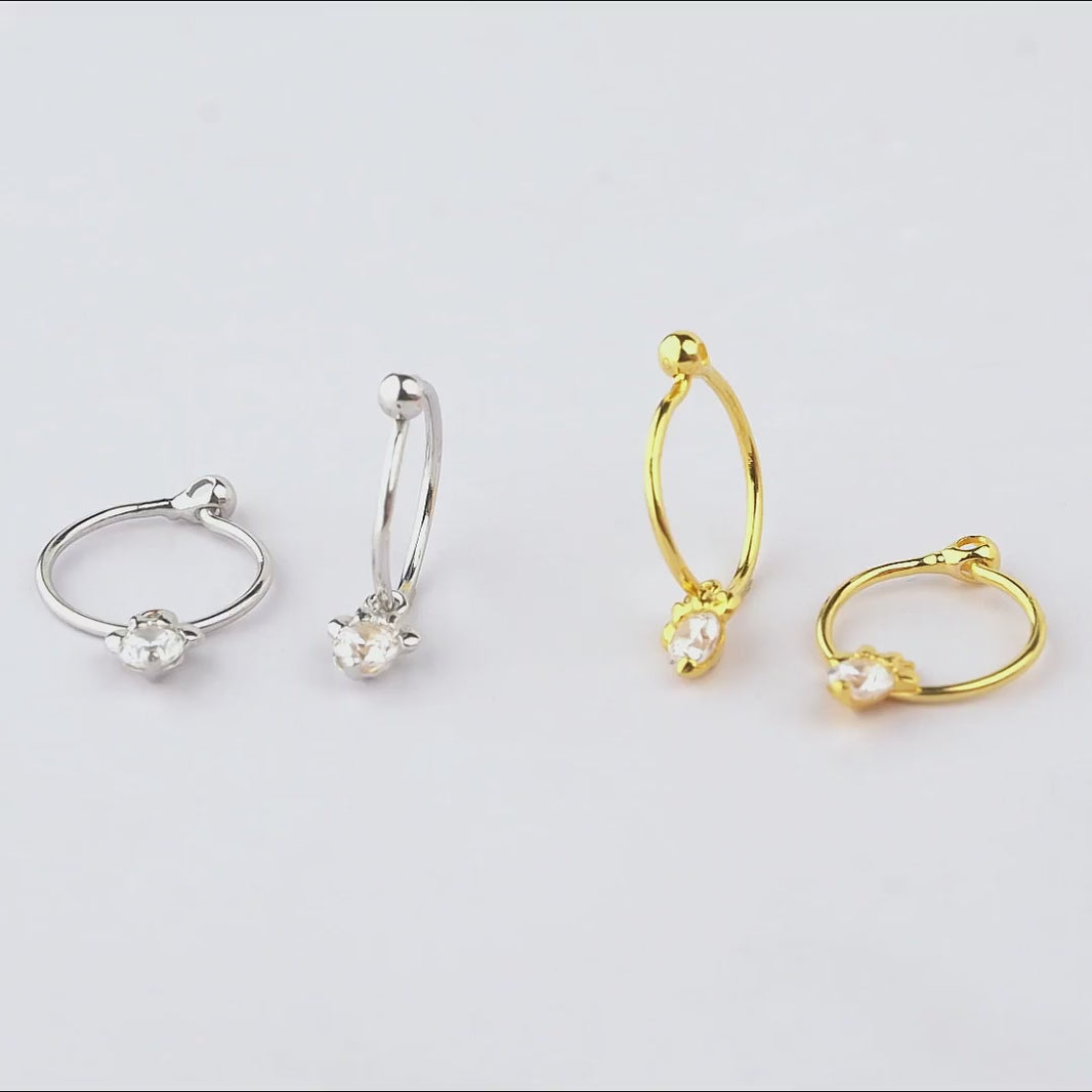 video detail anting anak emas  dan emas putih model loop hoop dengan  Swarovski 