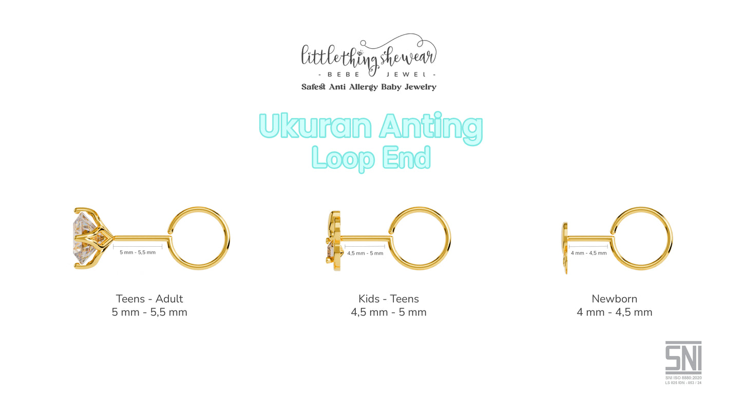 ukuran anting bayi anak remaja dewasa model loop end 