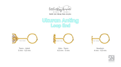 ukuran anting bayi anak remaja dewasa model loop end 