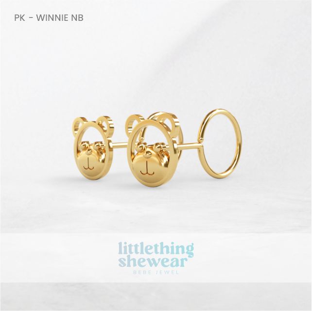 anting emas bayi / baby earrings series winnie dari Littlethingshewear. Emas 17K anting toge